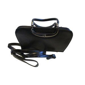*'B' Logo Black 2-Way Satchel with Pewter Hardware Made in Italy